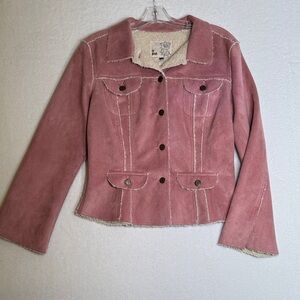 Women's Pink Jacket ultra suede with fuzzy inside #2748